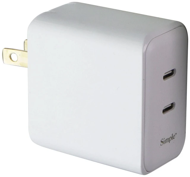 Main image of Simple 60W Dual USB-C Wall Charger - White
