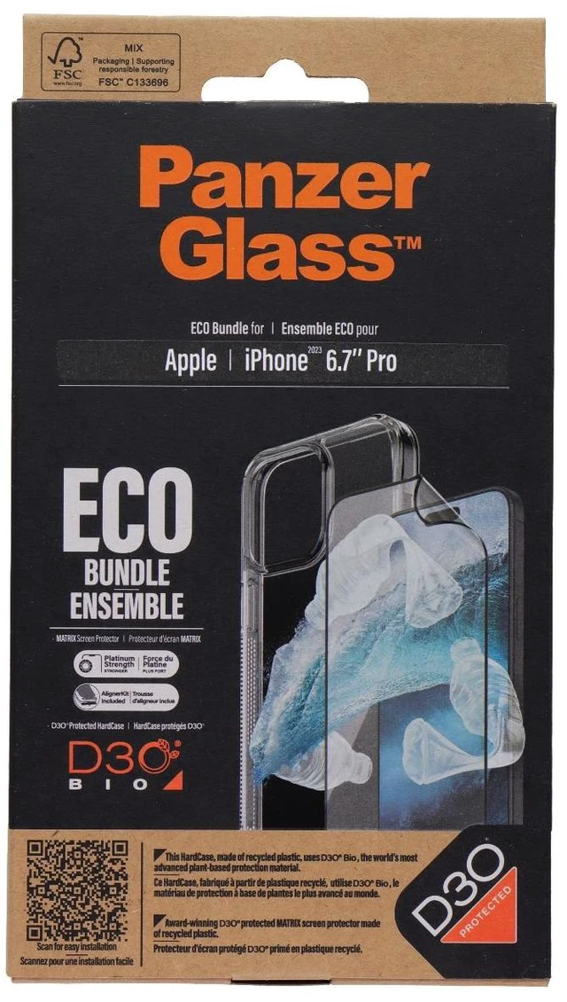 Main image of PanzerGlass Eco Bundle w/ Screen Protector + Case for iPhone 15 Pro Max - Clear