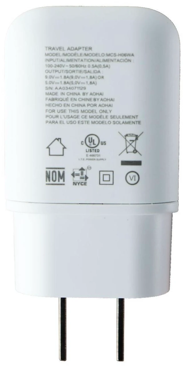 Alt view image 2 of 3 - LG (9V/1.8A) Fast Charge Wall Charger Single USB Adapter - White (MCS-H06WA)