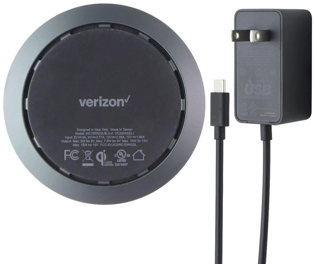 Alt view image 4 of 5 - Verizon (15W) Qi Wireless Charging Pad - Black (WC15WGGLBLK-A)