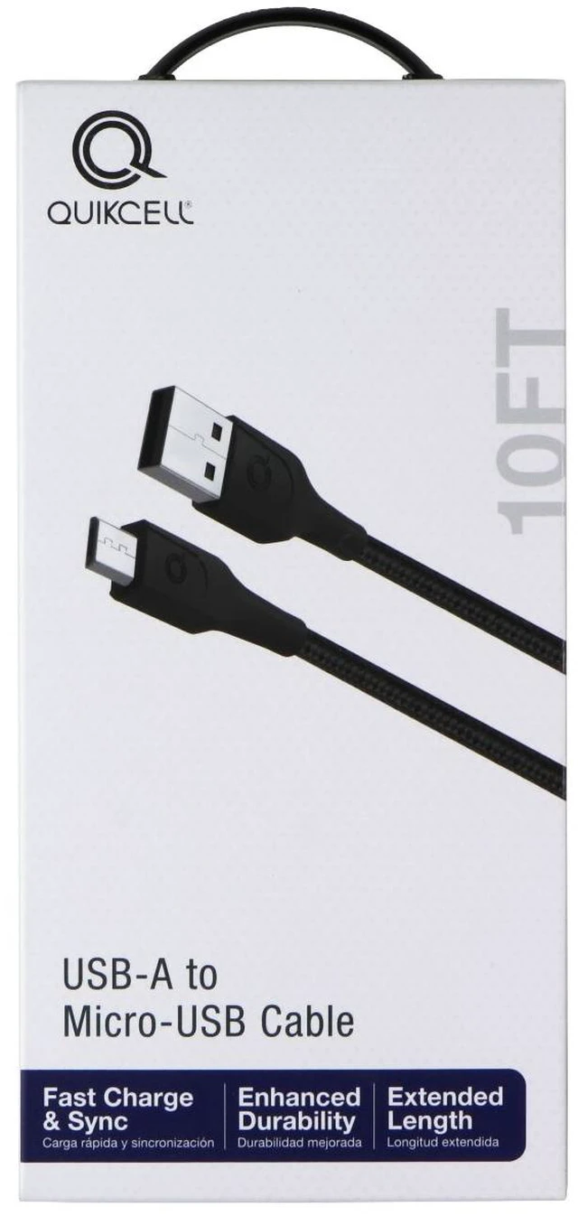 Main image of Quikcell 10Ft USB-A to Micro-USB Cable - Black