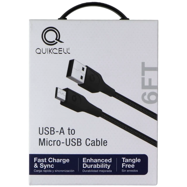 Main image of Quikcell 6ft Braided USB-A to Micro-USB Charging Cable - Black