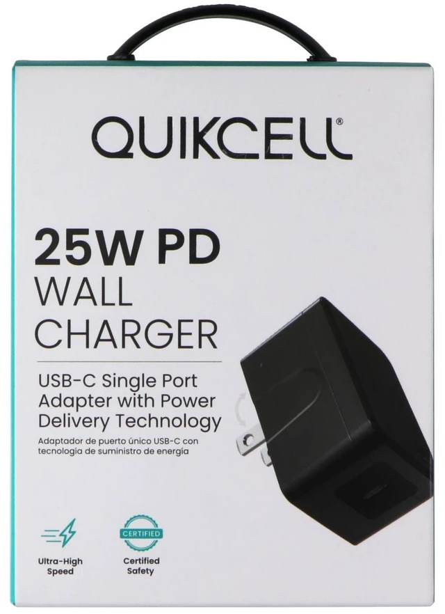 Alt view image 5 of 6 - Quikcell (25W) PD Wall Charger USB-C Single Port Adapter - Black