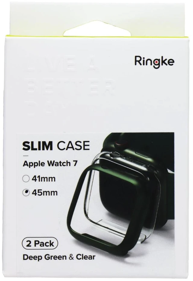 Main image of Ringke Slim Case for Apple Watch 7 (45mm) - Deep Green & Clear (2 Pack)
