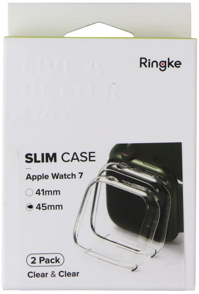 Main image of Ringke Slim Case for Apple Watch 9/8/7 (45mm) - Clear and Clear (2 Pack)