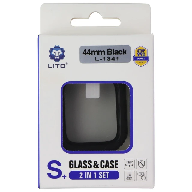 Main image of LITO S+ Glass & Rugged Case for Apple Watch Series SE/6/5/4 (44mm) - Black