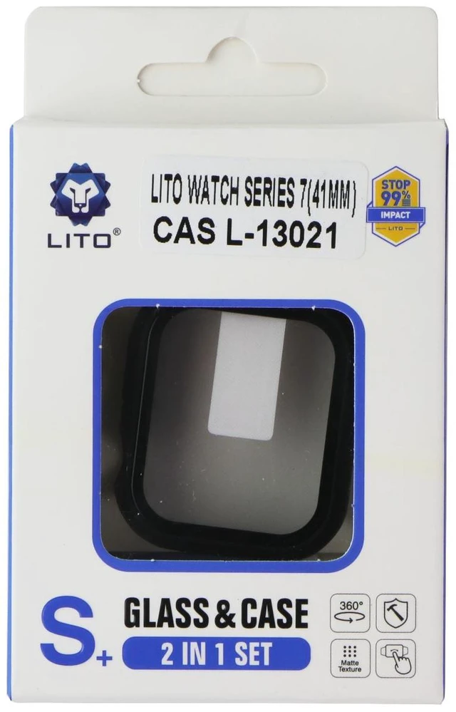 Main image of LITO S+ Glass & Slim Case for Apple Watch Series 9/8/7 (41mm) - Black
