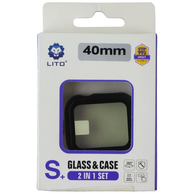 Main image of LITO S+ Glass and Case Set for Apple Watch Series SE 2/SE/6/5/4 (40mm) - Carbon