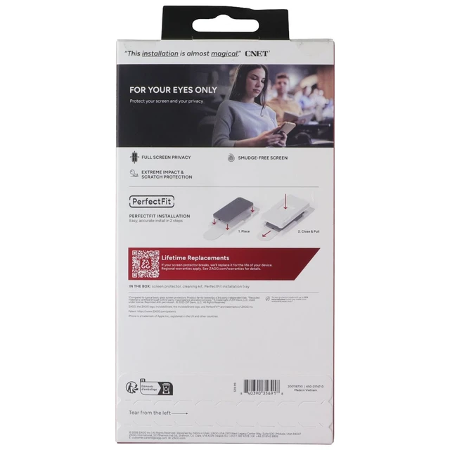 Alt view image 2 of 2 - ZAGG Invisible Shield Privacy XTR Glass Screen Protector for iPhone 17 Pro Max