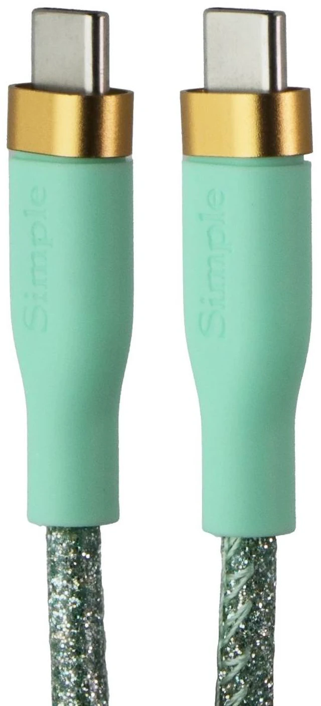 Main image of Simple Fashion Glitter Series 6FT USB-C to USB-C Cable - Green