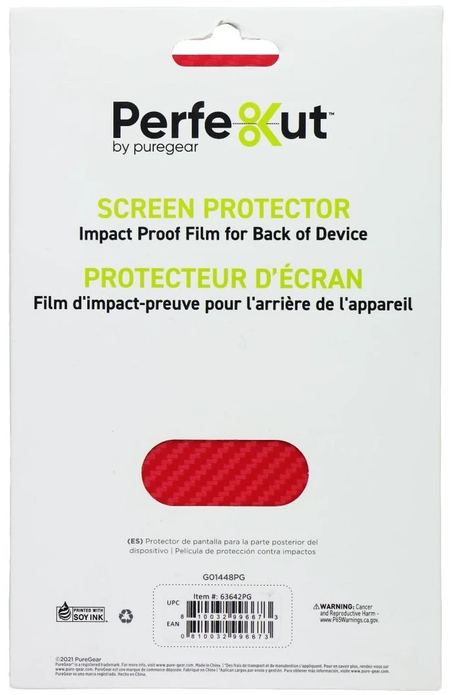 Main image of PureGear Perfekut Screen Protector Film for Back of Device - Red Carbon Fiber