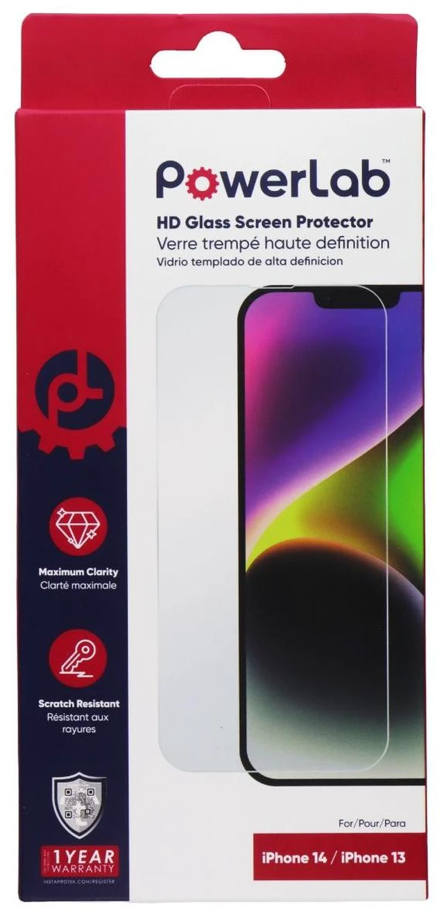Main image of PowerLab HD Glass Screen Protector for Apple iPhone 14/13