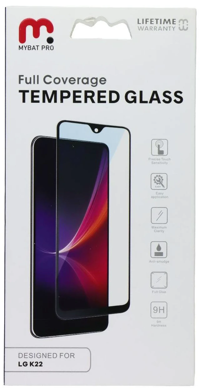 Main image of MyBat Full Coverage Tempered Glass Screen Protector for LG K22 - Black Edges