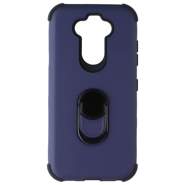 Alt view image 2 of 3 - Asmyna Dual Layer Ring Case for LG K31 / Aristo 5 / Fortune 3 - Dark Blue/Black