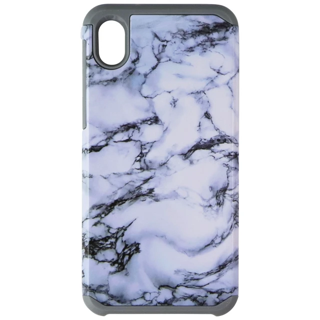 Alt view image 2 of 3 - ASMYNA Fuse Series Dual-Layer Case for Motorola Moto E6 - White Marble/Gray