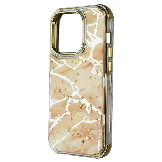 Main image of MyBat Pro Tuff Series Case for Apple iPhone 14 Pro - Pale Yellow Marbling / Gold