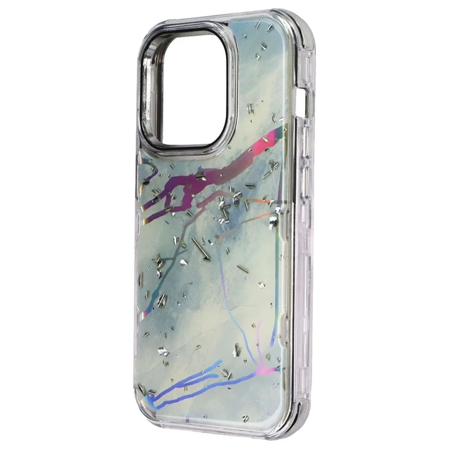 Main image of MyBat Pro Tuff Series Case for Apple iPhone 14 Pro - Blue Marbling / Silver
