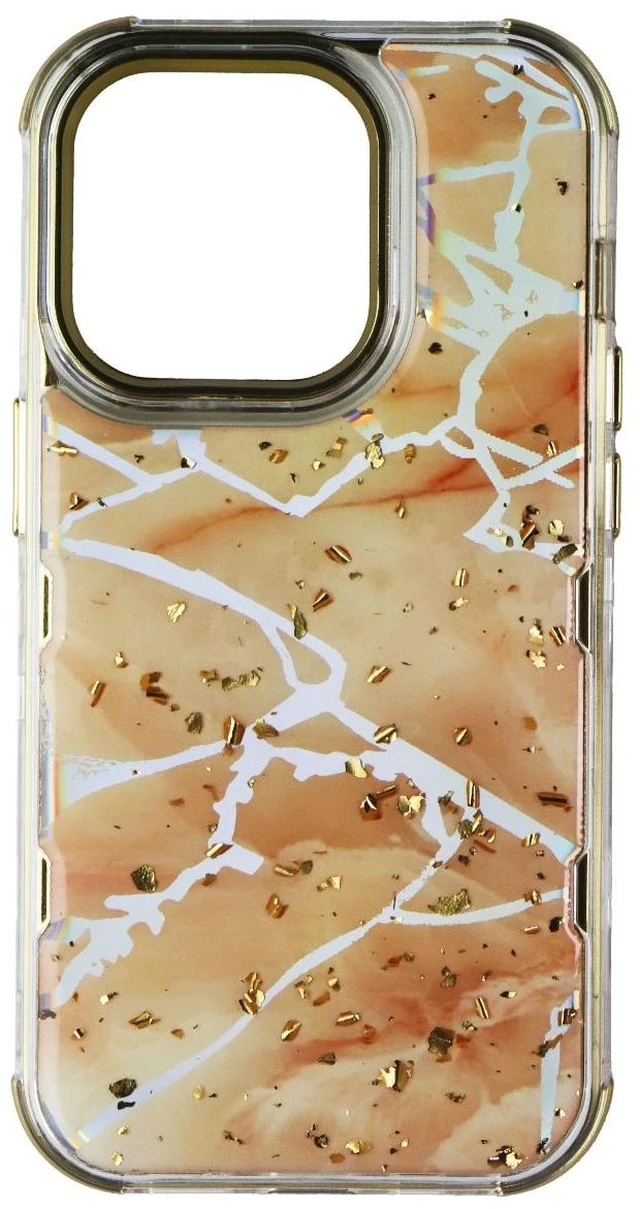 Alt view image 2 of 3 - MyBat Pro Tuff Series Case for Apple iPhone 14 Pro - Pale Yellow Marbling / Gold