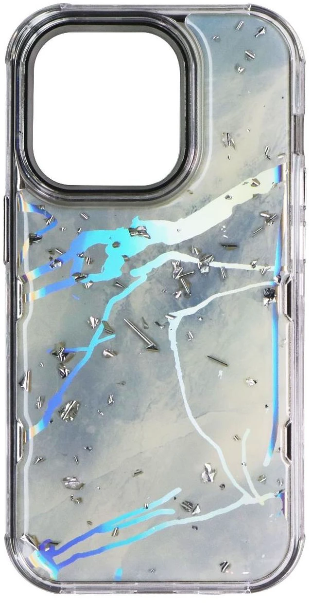 Alt view image 2 of 3 - MyBat Pro Tuff Series Case for Apple iPhone 14 Pro - Blue Marbling / Silver
