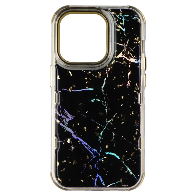 Alt view image 2 of 3 - MyBat Pro Tuff Series Case for Apple iPhone 14 Pro - Black Marbling / Gold