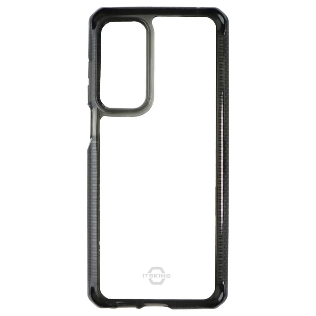 Alt view image 2 of 3 - ITSKINS Hybrid_R Series Clear Case for Motorola Edge (2021) - Black / Clear