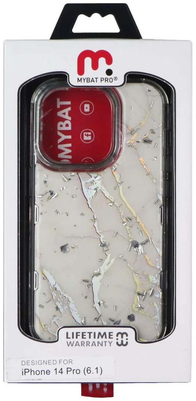 Main image of MyBat Pro Tuff Series Hard Case for iPhone 14 Pro - Cream/Shattered Iridescent
