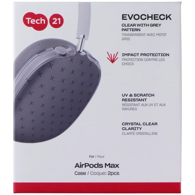Main image of Tech21 EvoCheck Series Case for Apple AirPods Max Case - Clear/Gray Pattern