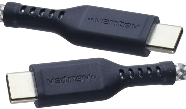 Alt view image 2 of 4 - Ventev (6-Foot) USB-C to USB-C Braided High-Speed Cable - Black/Gray
