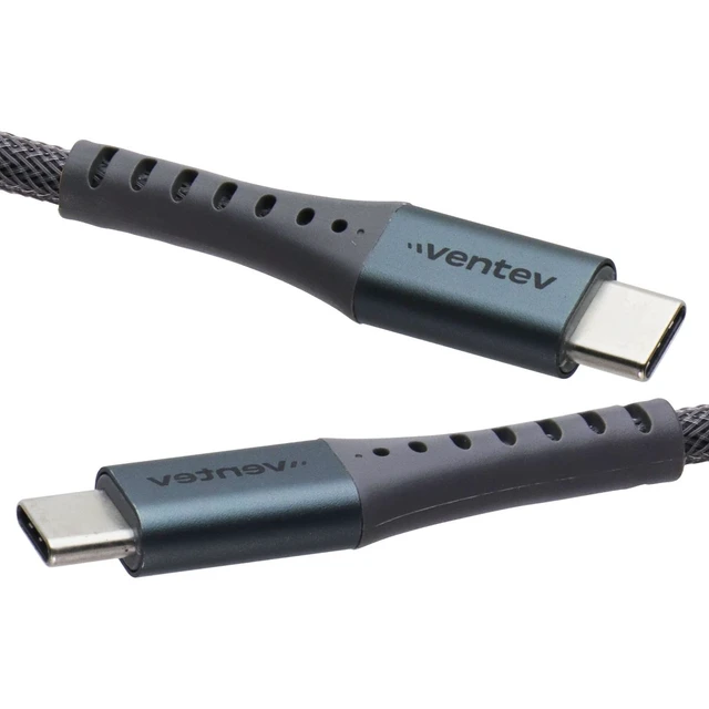 Alt view image 2 of 5 - Ventev (10-Foot) USB-C to USB-C Charge and Data Sync Alloy Cable - Steel