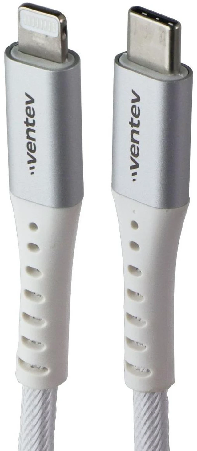 Main image of Ventev 10 Foot Alloy USB-C to Lightning 8-Pin Ultra Durable Cable - White
