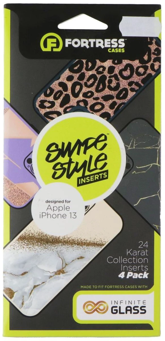 Main image of Fortress Swipe Style Inserts (4-Pack) for Apple iPhone 13 - 24 Karat Collection