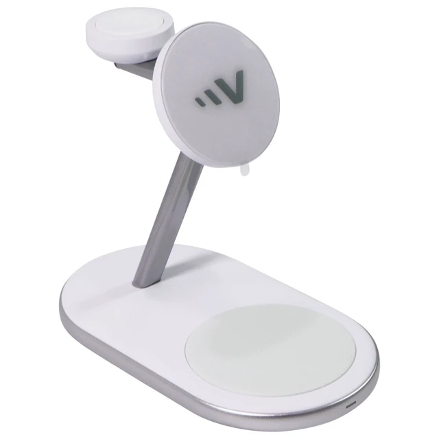 Main image of Ventev Qi2 Wireless 3-1 Desk Mount - White/Silver (Q2SSTAND3-266626)