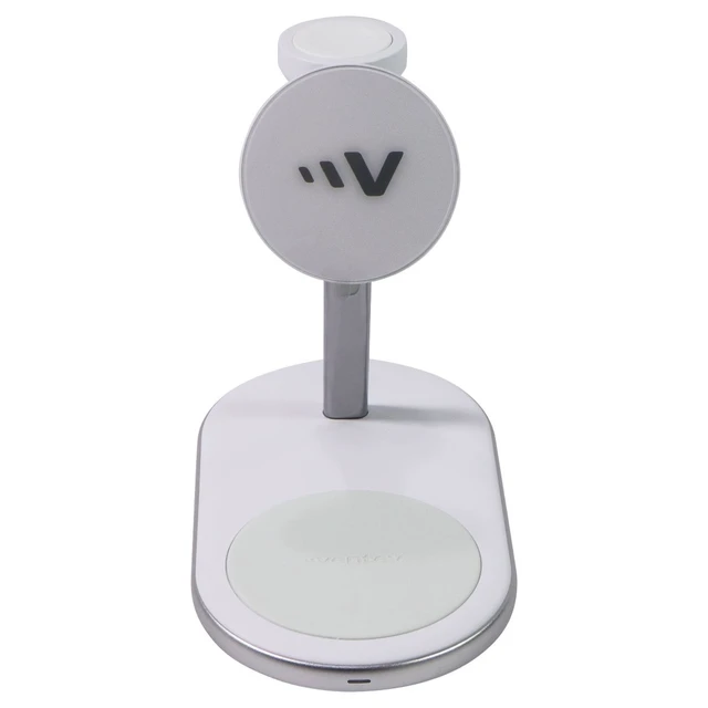 Alt view image 2 of 5 - Ventev Qi2 Wireless 3-1 Desk Mount - White/Silver (Q2SSTAND3-266626)