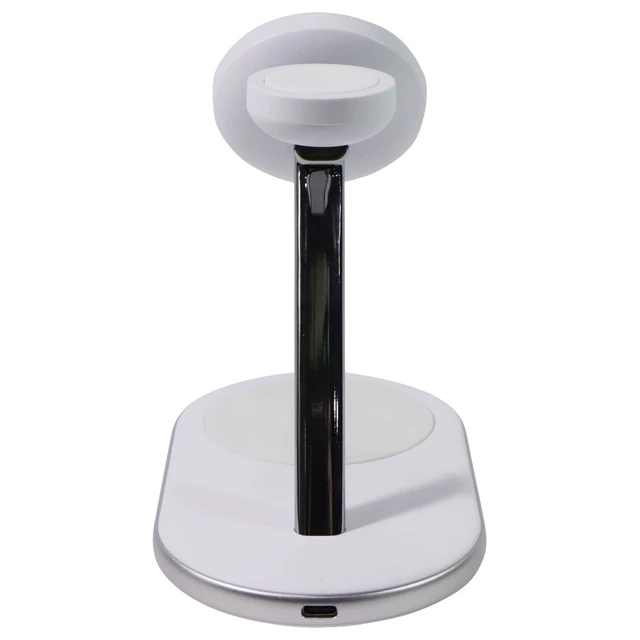 Alt view image 4 of 5 - Ventev Qi2 Wireless 3-1 Desk Mount - White/Silver (Q2SSTAND3-266626)