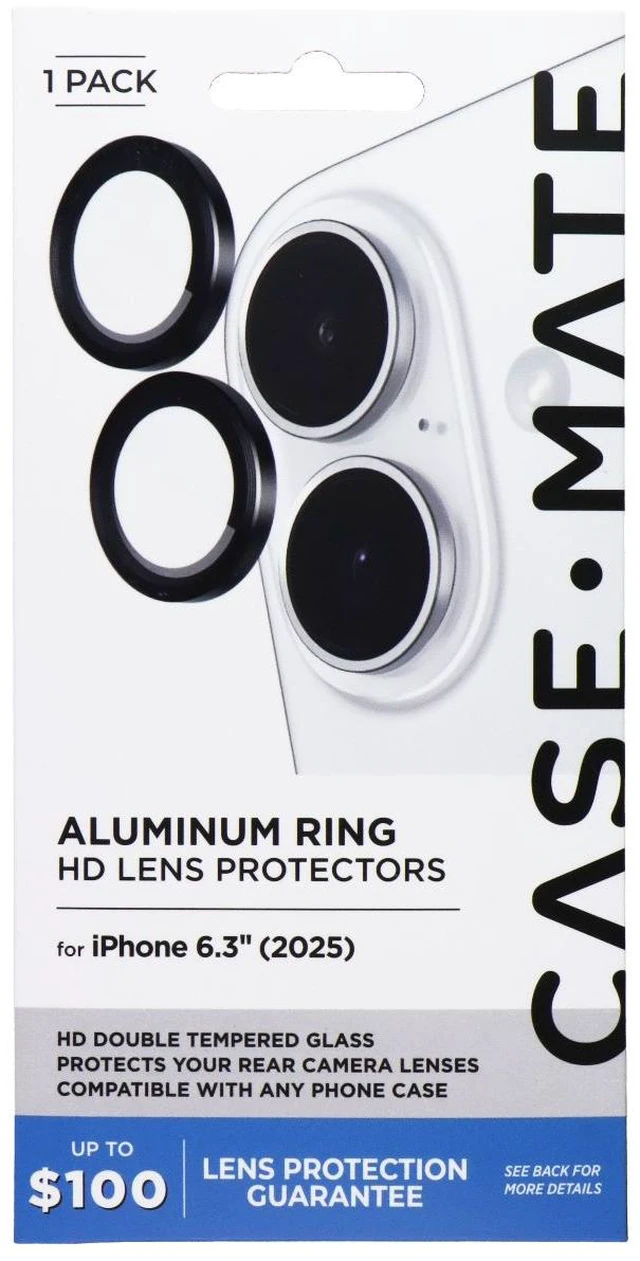 Main image of Case-Mate Aluminum Ring HD Double Tempered Lens Protectors for iPhone 17 - Black