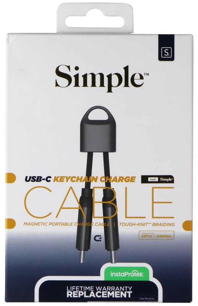 Main image of Simple Magnetic Tough-Knit USB-C Keychain Charge Cable - Black