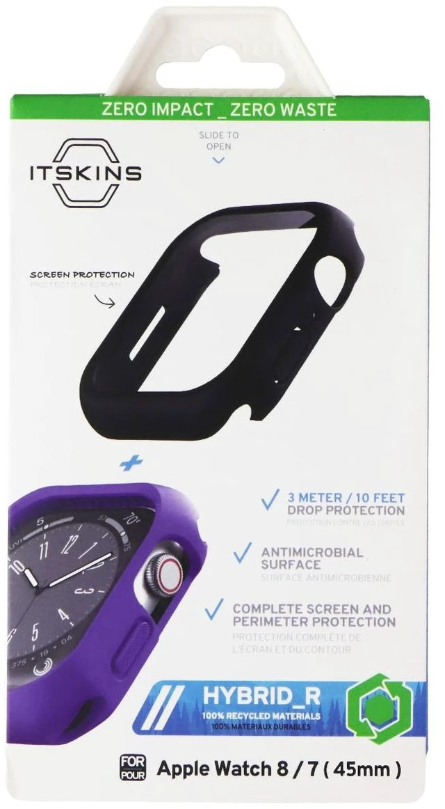 Main image of ITSKINS Hybrid_R Case/Screen Protector for Apple Watch 8/7 (45mm) - Light Purple