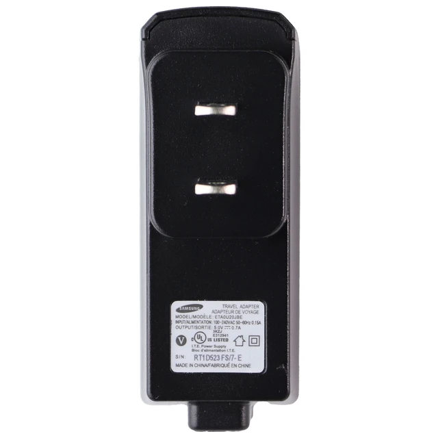 Alt view image 4 of 5 - Samsung Single (5V/0.7A) USB Wall Charger Travel Adapter - Black (ETA0U20JBE)