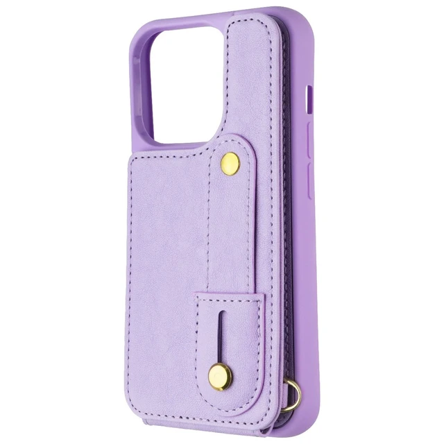 Alt view image 2 of 6 - MyBat Pro Clutch Crossbody Wallet Case for Apple iPhone 15 Pro - Purple