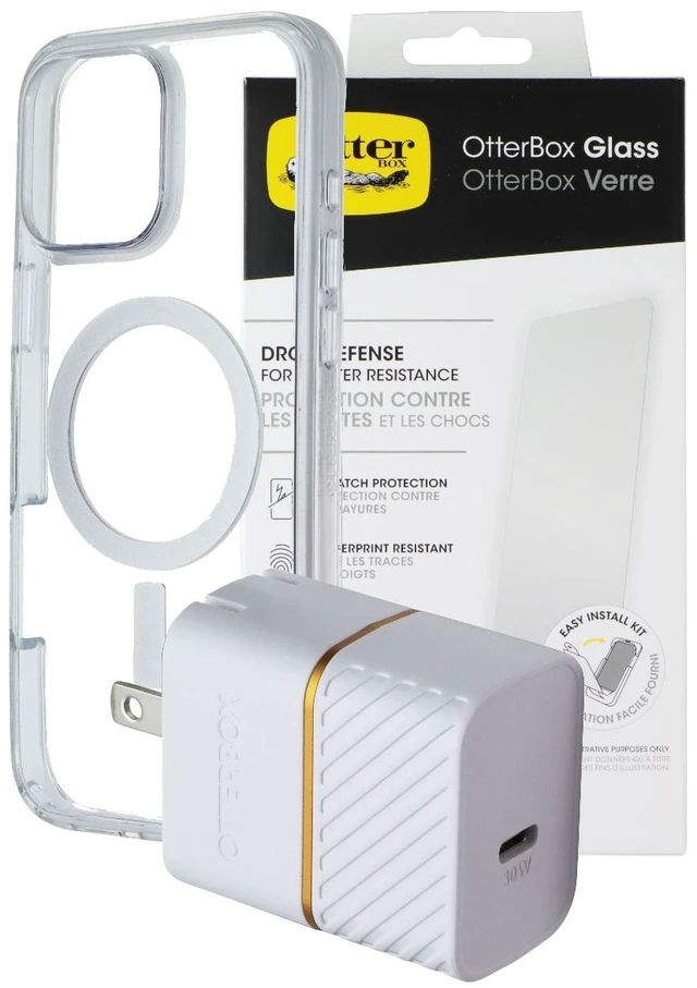 Main image of OtterBox Protection + Power Kit for MagSafe for iPhone 16 Pro Max - Clear/White