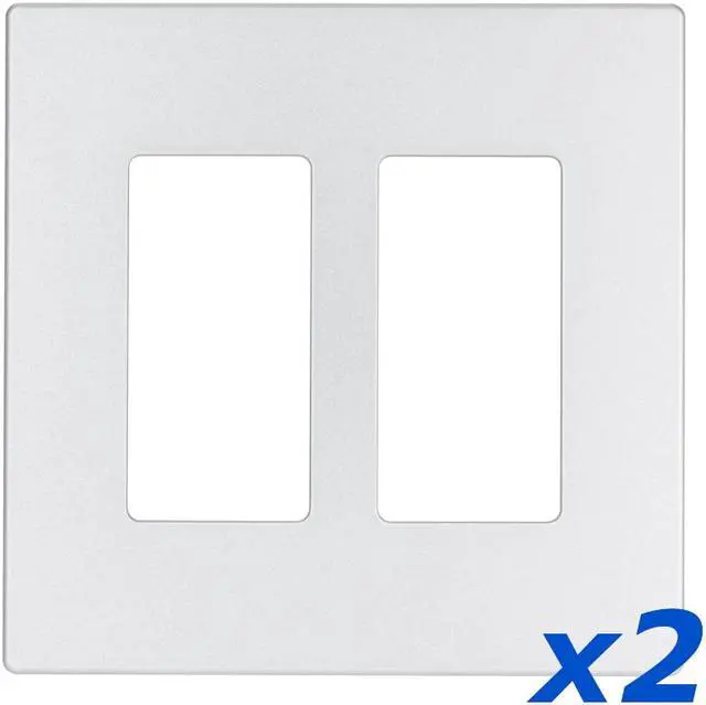 Alt view image 6 of 6 - 2-Gang Screwless Decorator Wall Plates GFCI Rocker Switch Outlet White (Pair)