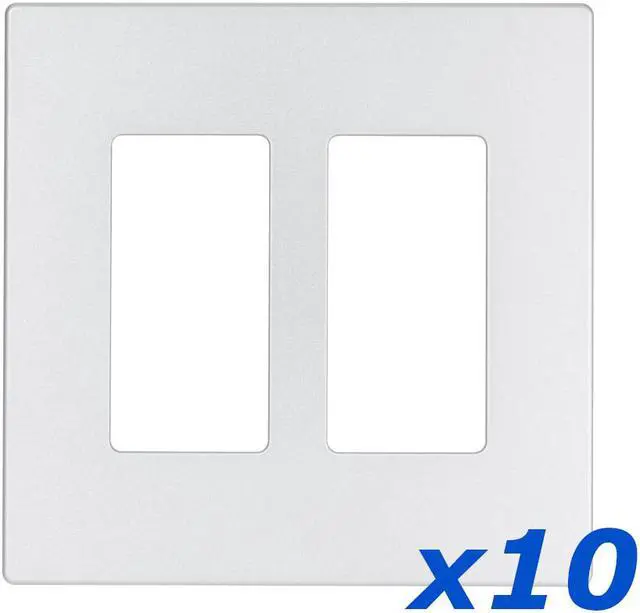Alt view image 6 of 6 - 2-Gang Screwless Decorator Wall Plates GFCI Rocker Switch Outlet White (10/Pack)