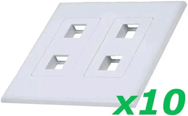 Alt view image 5 of 5 - 10X White 2-Gang Screwles Decora Wall Plate Cover w/ 2-Port Keystone Jack Insert