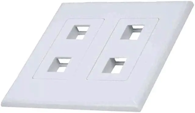 Alt view image 5 of 5 - White 2-Gang Screwless Decora Wall Plate Cover with 2-Port Keystone Jack Insert