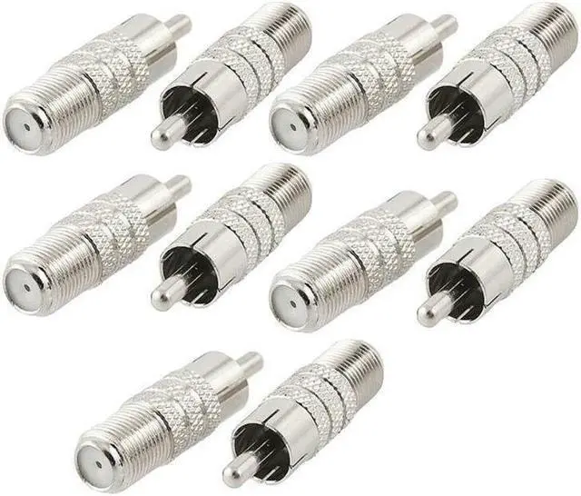 Alt view image 6 of 6 - Coaxial Audio/Video F-Type Female to RCA Male RF Plug Adapter Connector (100/pk)