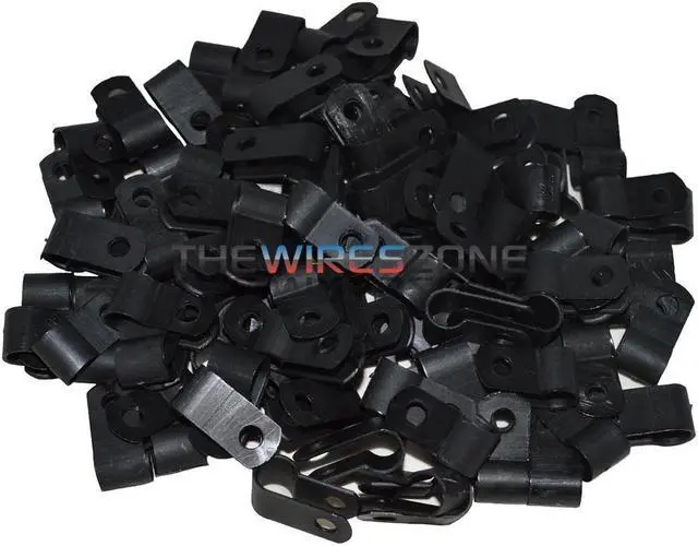 Alt view image 5 of 5 - The Install Bay BCC14 Black 1/4' Cable Clamps (100/pack)