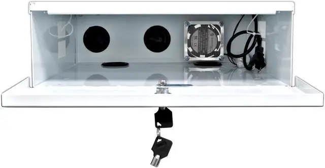 Alt view image 4 of 5 - Heavy Duty 15" x 15" x 5" DVR Security Lock Box with Fan for CCTV Systems, White