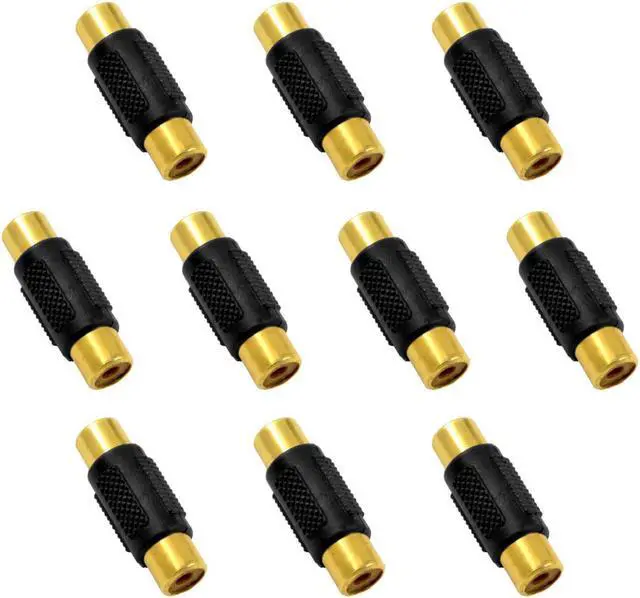 Main image of The Wires Zone Gold Plated Female to Female RCA Coupler Barrel 10 Pack
