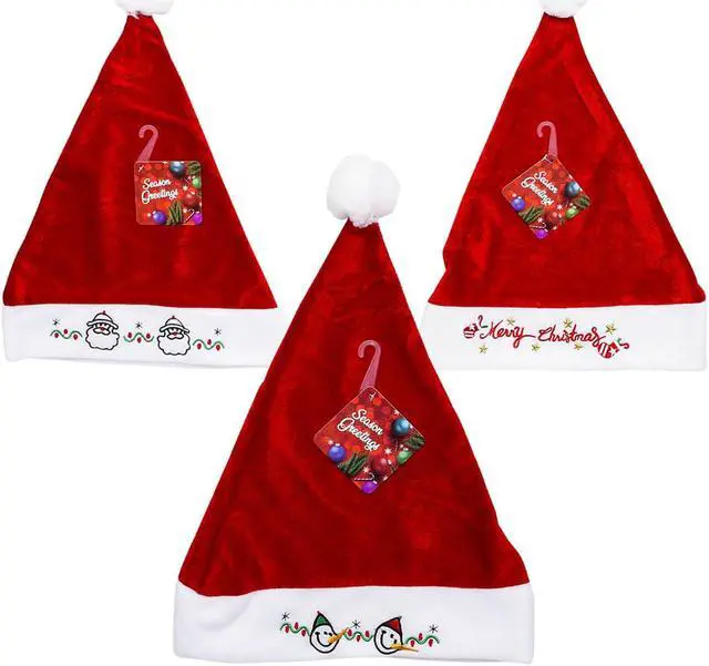 Alt view image 2 of 2 - 14" Holiday Snowman Embroid Design Super Comfortable Red White Christmas Hat