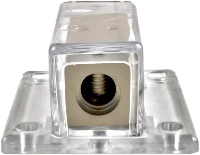 Alt view image 3 of 3 - Nickel Plated 1 x 4 Gauge Input to 4x 8 Gauge Output Power/Ground Distribution Block